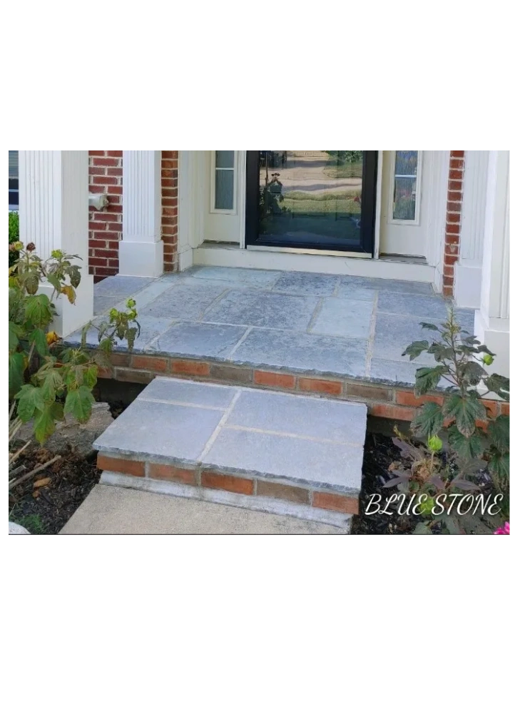 Bluestone entryway and stone steps by Mark Monnette Masonry
